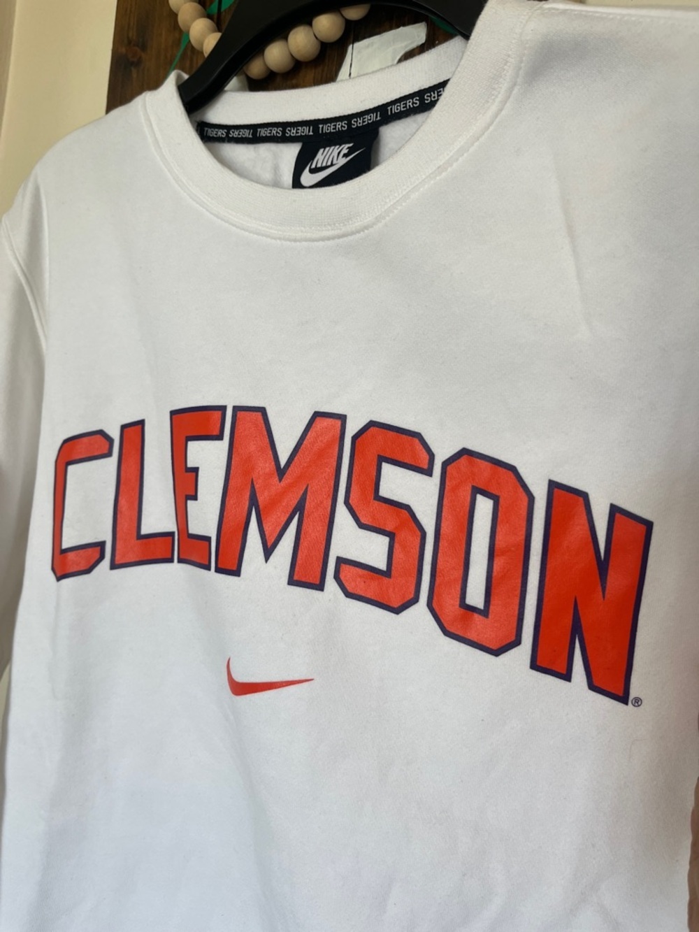 Clemson Nike White Crewneck Pullover Sweatshirt, Size M - Picture 3 of 6